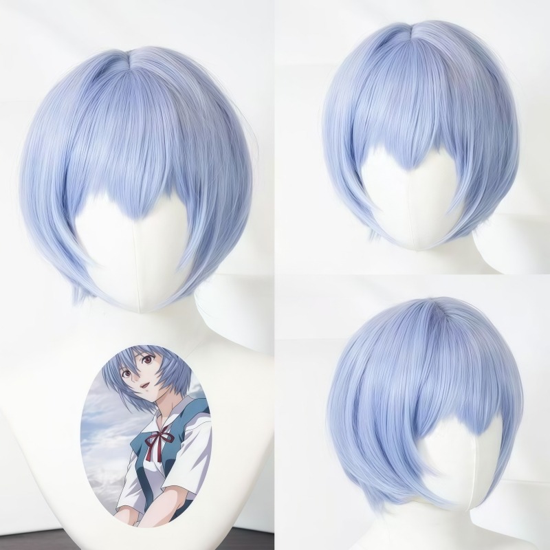 Evangelion Anime Merchandise - วิกผมคอสเพลย์ EVA อะยานามิ เรย์ ผมสั้น สินค้าอนิเมะ