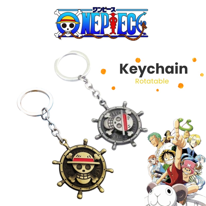 Anime Merchandise Logo - สินค้าการ์ตูนอนิเมะ โลโก้ลูฟี่จากวันพีซ พวงกุญแจโลหะหมุนได้ แหล่งขายส่งอุปกรณ์เสริม