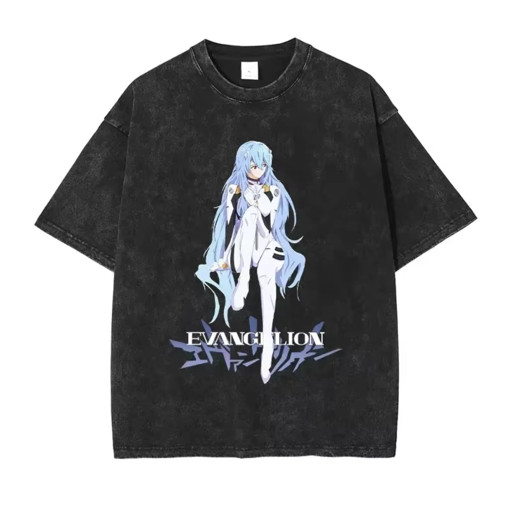 Anime Merchandise Shop - เสื้อยืดโอเวอร์ไซส์ผู้ชาย เสื้อผ้า EVA อนิเมะ สตรีทแวร์ แบรนด์วินเทจ