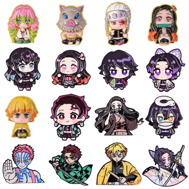 Enamel Pin Set - เข็มกลัดเคลือบลายการ์ตูนคิมิโนะเวอร์ชันน่ารัก ตัวการ์ตูนอนิเมะ สำหรับตกแต่งปกเสื้อ กระเป๋าเป้ หมวก เสื้อผ้า