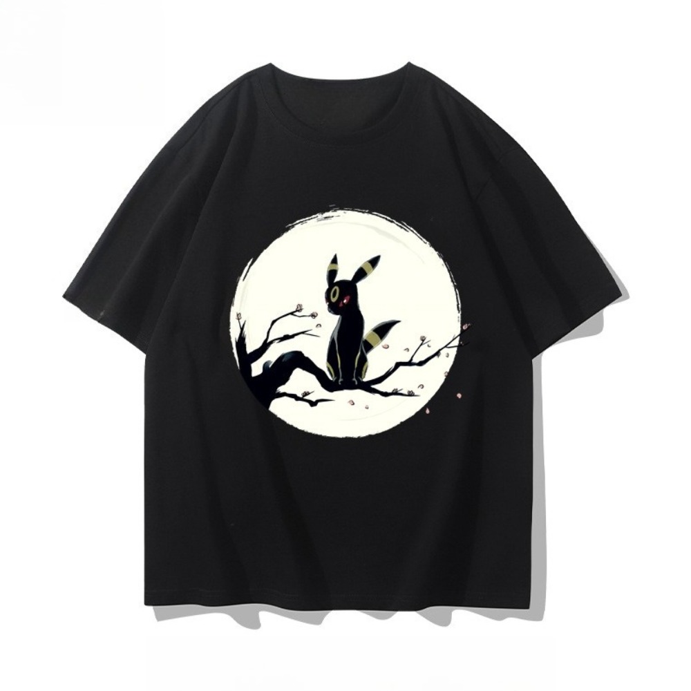 Anime Merchandise Shop - เสื้อยืดพิมพ์ลายโปเกมอน อัมเบรออน สำหรับผู้ชายและผู้หญิง รุ่นใหม่ล่าสุดสำหรับฤดูร้อน สไตล์ลำลอง แขนสั้น