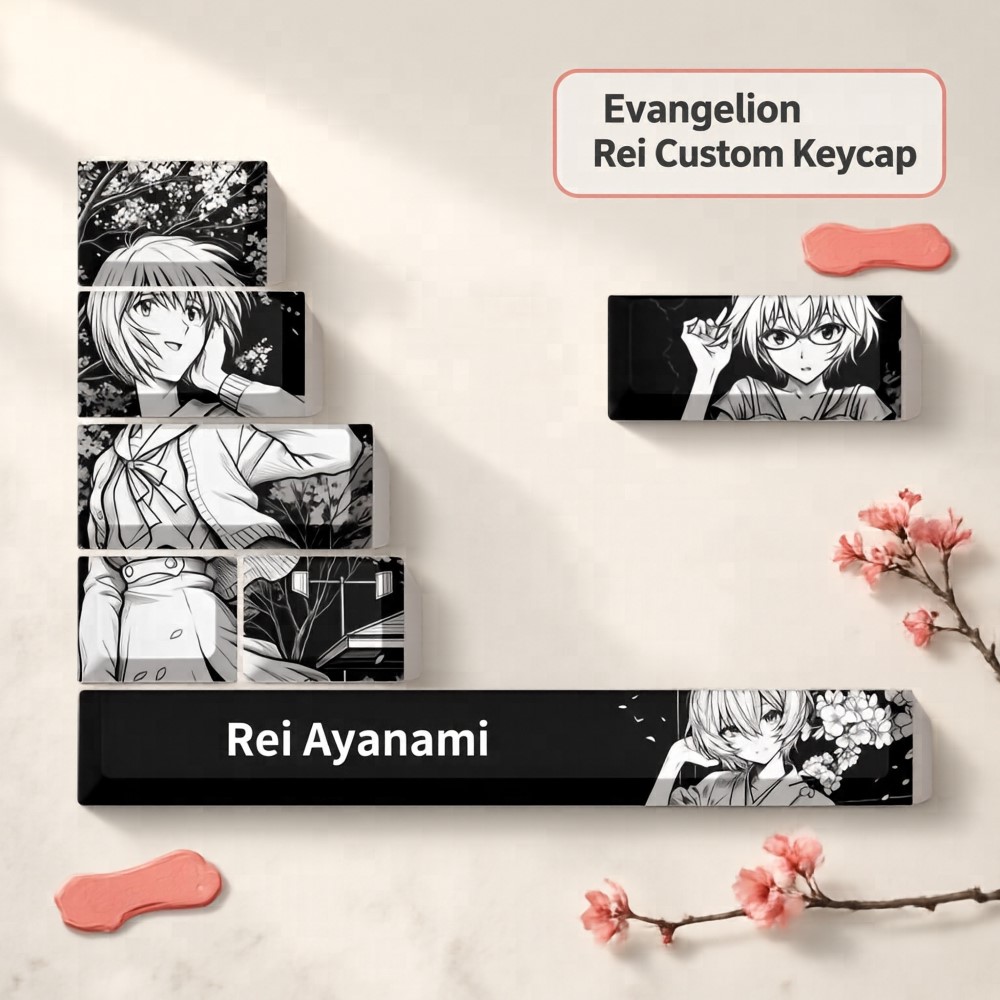 Evangelion Anime Merchandise - ชุดคีย์แคป 7 ชิ้น/เซ็ต คีย์แคป Neon Genesis